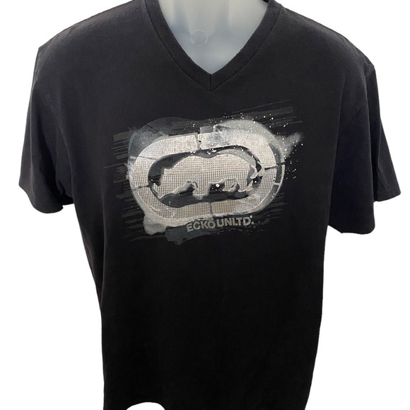 ECKO Unltd. Rhino Logo V-Neck Tee Shirt Men L Large - Picture 1 of 5